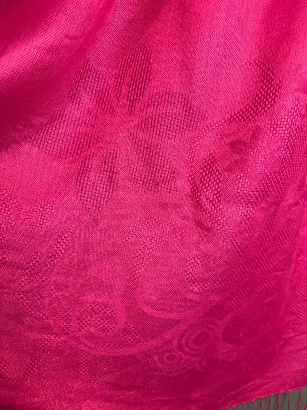 Pashmina Silk Blend Shawl Wrap Hot Pink Floral Paisley Old Money Cottagecore